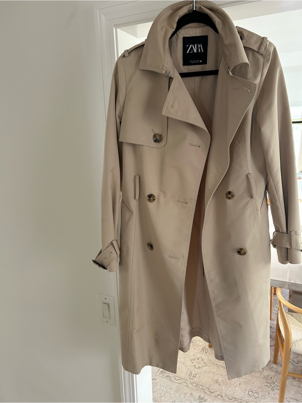 ZARA Cream Double-Breasted Trench Coat